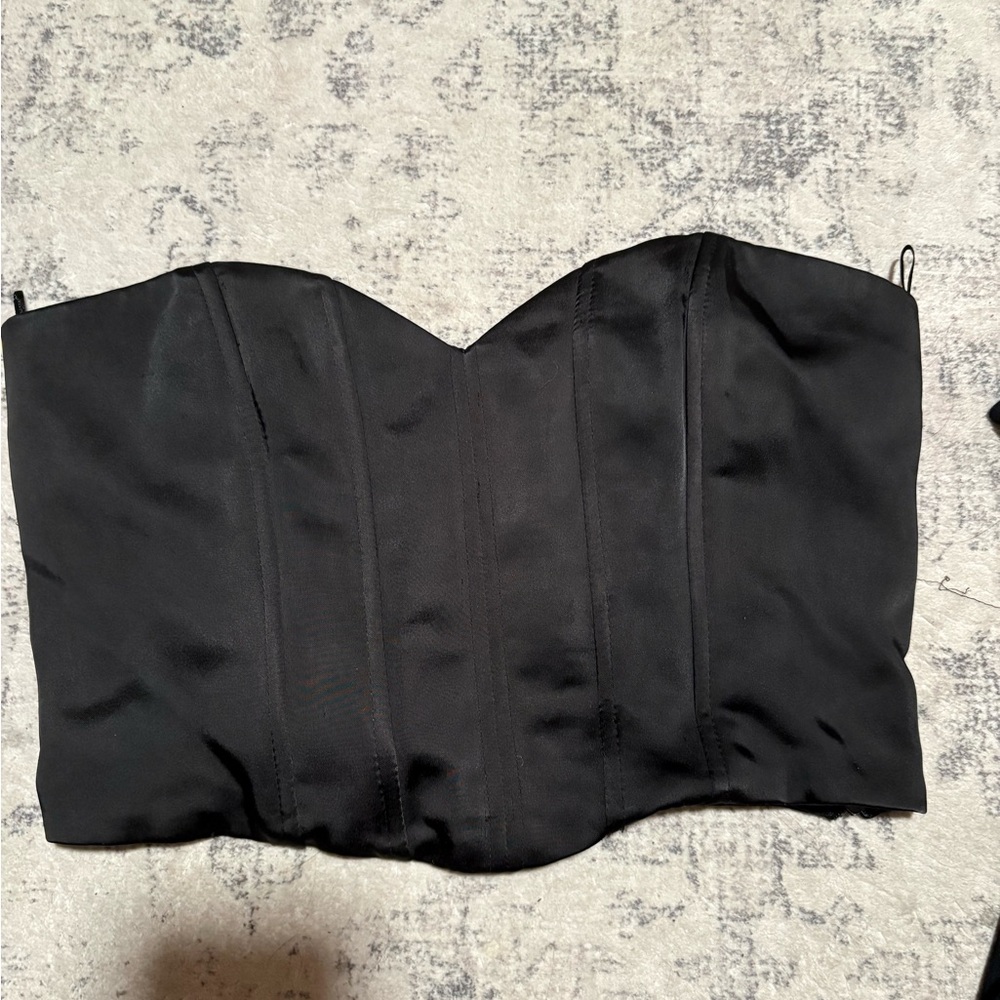 Zara Black Strapless Satin Bustier Top